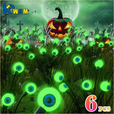 1-6PCS Halloween LED Eyeball Lights Solar Garden Lawn Lights Outdoor Scary Decoration Lights Halloween Party Decoration 