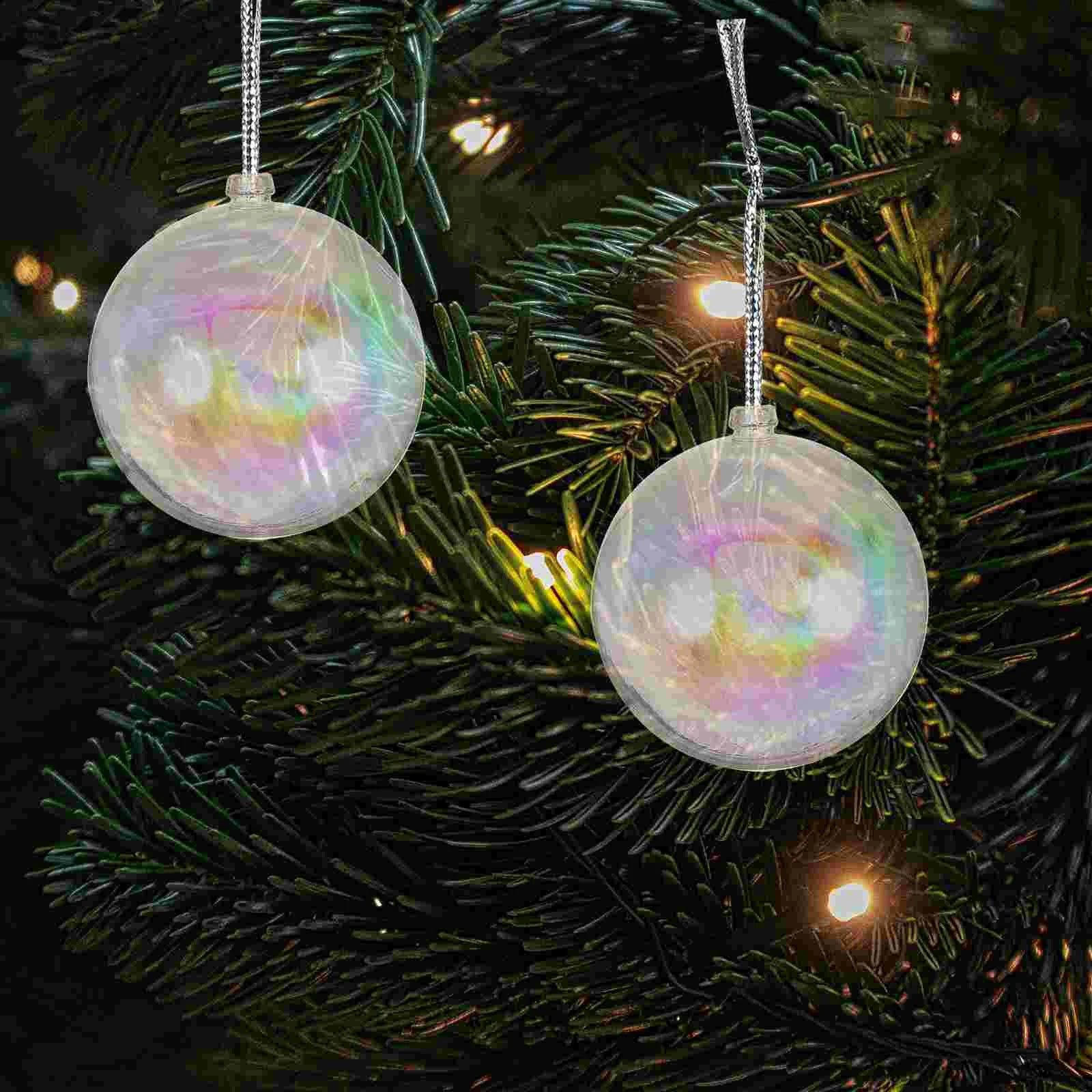 25 Pcs Christmas Decoration Ball Balls Clear Iridescent Ornaments Shatterproof Decorations Plastic Xmas Mold 