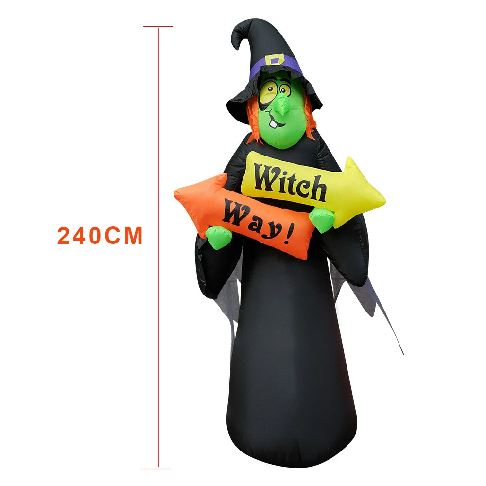 240cm Halloween Arch Witch Inflatable Decoration Scary Black Ghost Decor Outdoor Garden Party Accessory