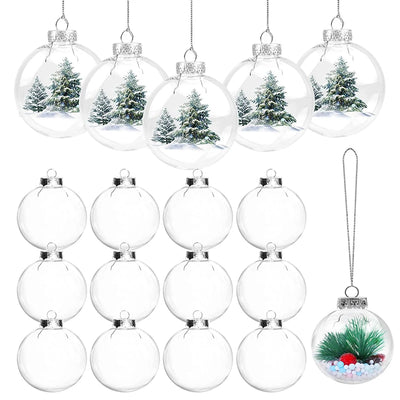Clear Christmas Ball Plastic Fillable Bauble Xmas Tree Hanging Ornament Pendant Marry Christmas Kids Gift Present Box Decoration 