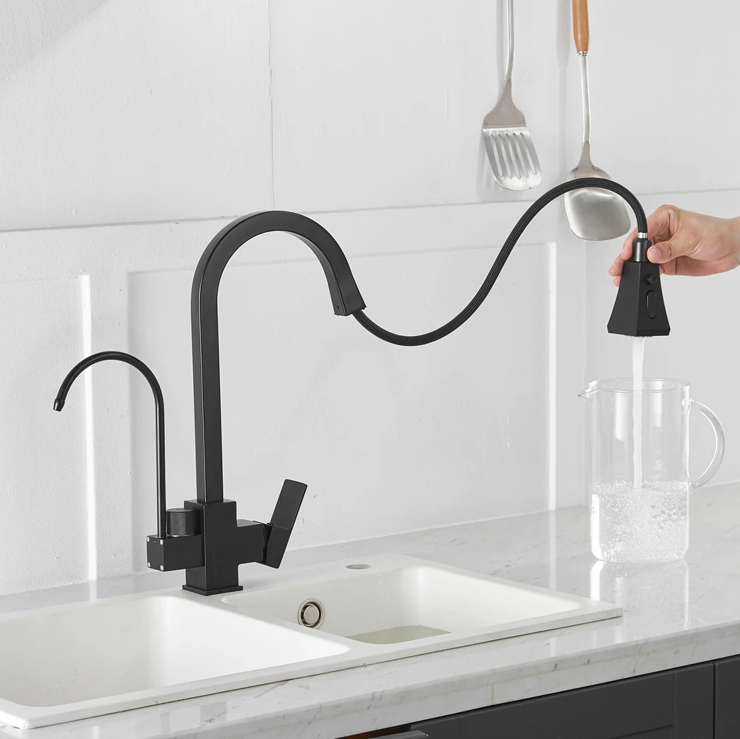 Touch Pull-Out Kitchen Faucet – Square Hot/Cold Pull-Down Sink Mixer Tap with Sensitive Sensor