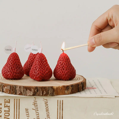 4pcs Soy Wax Aromatherapy Strawberry Candle Birthday Souvenir Girl Christmas Gift 