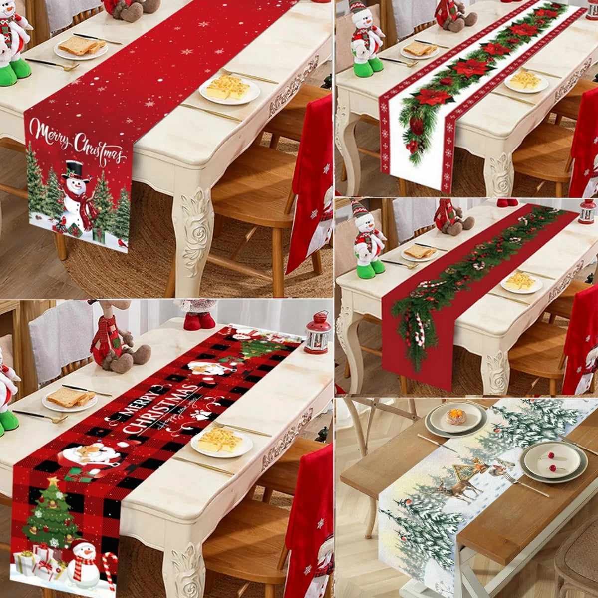 Christmas Table Runner Merry Christmas Decoration for Home Table 2024 Xmas Ornament Navidad Notal Noel Happy New Year Gifts 2025 