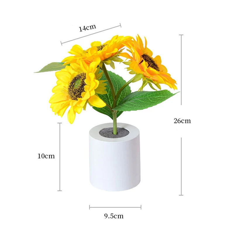 Artificial Sunflower LED Table Lamp – USB Rechargeable, Creative Desktop Decor Lamp, Bedroom Night Light, Gift for Kids and Girlfriend 