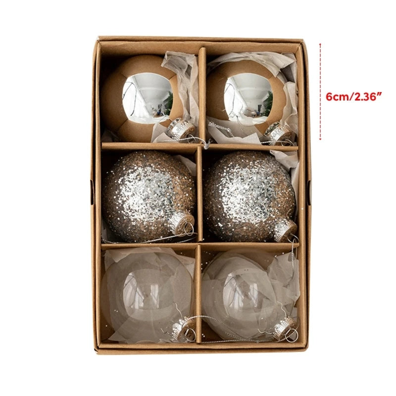 Y1UB 6pcs Traditional Glass Christmas Tree Decorations Balls Christmas Trees Ornament