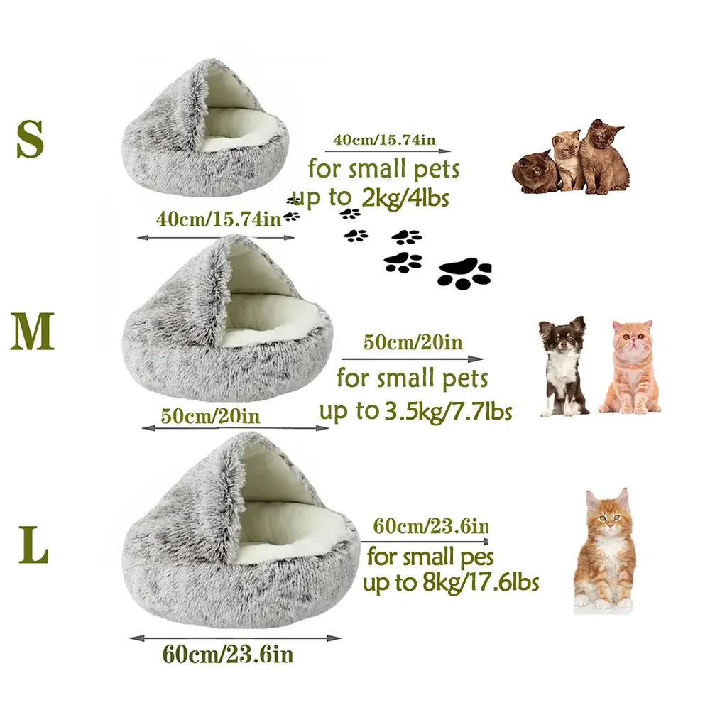 Cat Bed Round Plush Fluffy Hooded Cat Bed Cave, Cozy for Indoor Cats or Small Dog beds, Doughnut Calm Anti-nxiety Dog Bed 