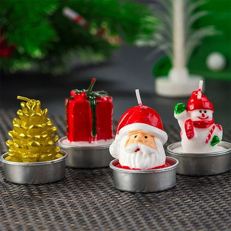 Cute Cartoon Christmas Candle Set 3 Candles Creative Christmas Holiday Home Dinner Atmosphere Decoration Friends Party Gift