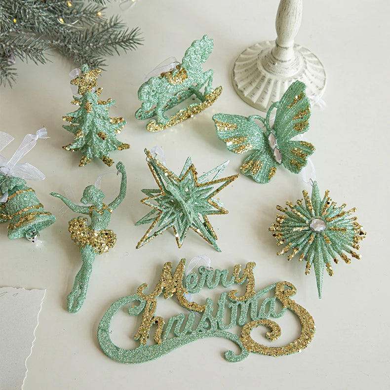 Christmas Pendant Butterfly Snowfake Hanging Pendant Xmas Tree Decor Christmas Tree Pendants Party Props Articulos Para Navidad