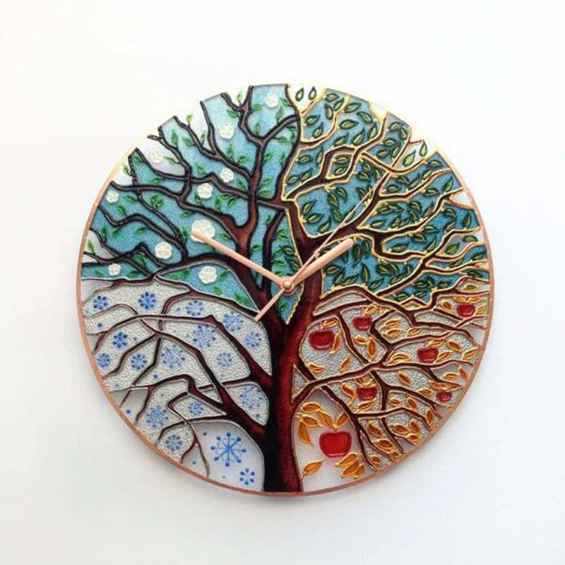 Four Seasons Life Tree Silent Clock Mechanism Clock Mechanism with Needles Home and Novel Decoration Wall Art Mural Decoration 