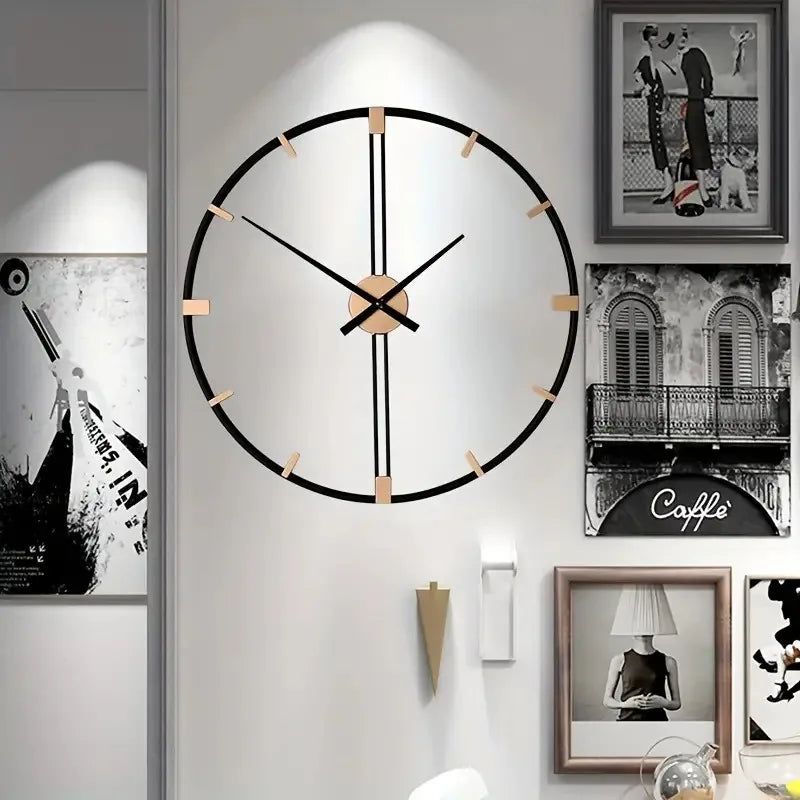 Large Luxury Silent Wall Clock - Modern Minimalist Metal Design, Nordic Creative Wall Watch, Home Decor for Living Room, Perfect Gift