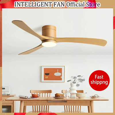 46 Inch Low Floor Ceiling Fan Light – Modern Black ABS Blade, DC Motor, Remote Control, LED Fan Lights, for Restaurant and Bedroom, 110V/220V 