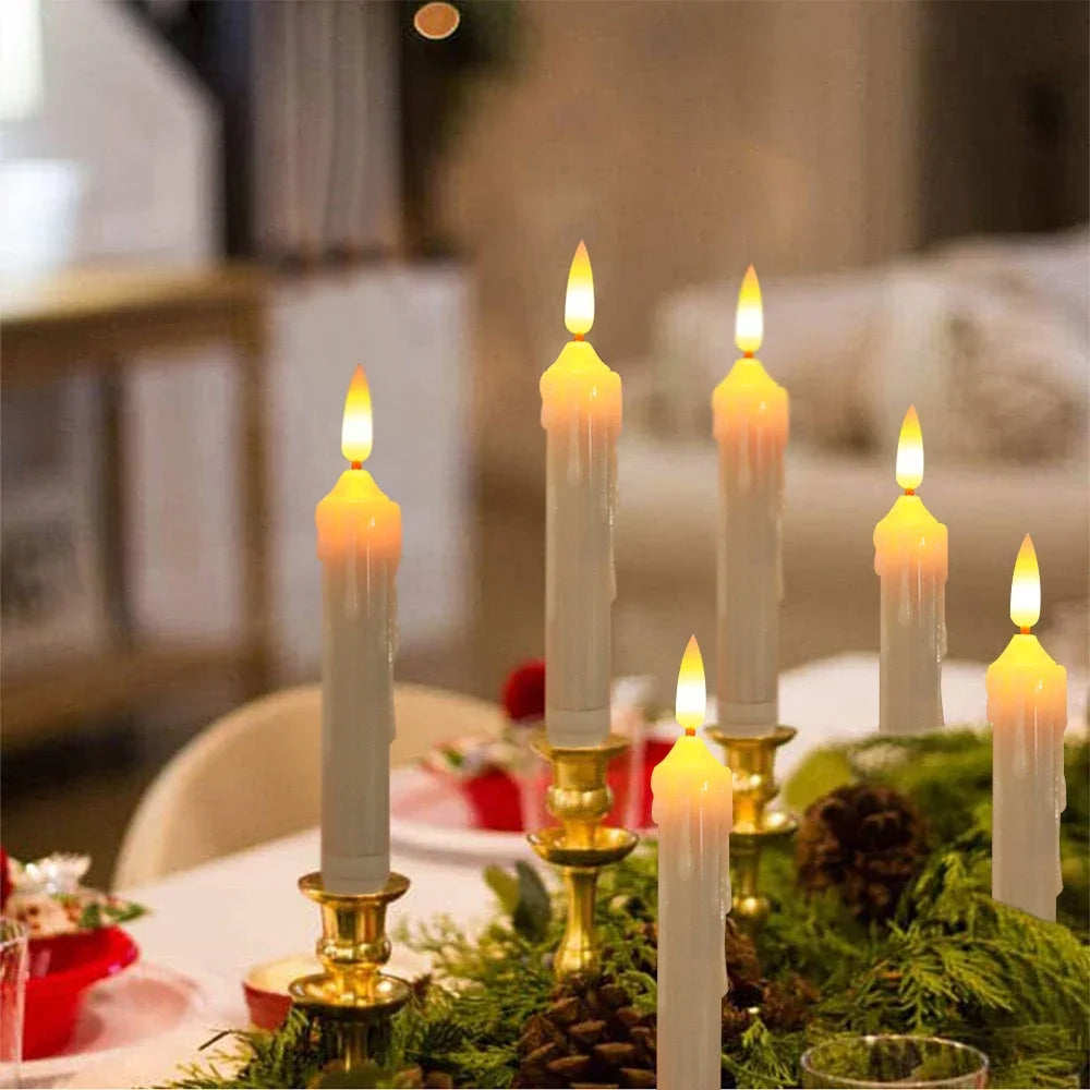 6/12pcs Flameless Led Candle Amber Flicker Flame For Home Christmas Wedding Decoration Battery-operated Halloween Candles 15.5CM