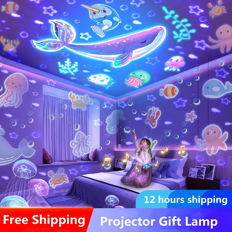 Galaxy Rotating Projector LED Night Light - Starry Mermaids Projector Lamp for Bedroom & Home Decor 