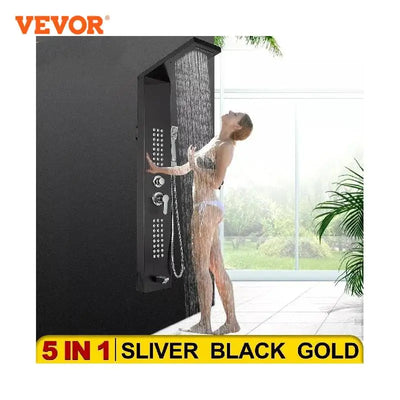VEVOR  LED Light Shower Panel System Waterfall Rain Shower Faucet SPA Massage Jets Tub Shower With Bidet Bath Taps For Bathroom 