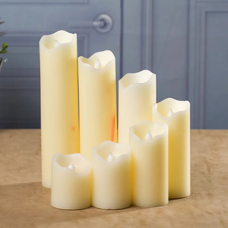 20cm 5cm Paraffin Pillar Candle Φ5cm Christmas Tree Courtyard Garden Lights Yellow Flicker LED Wedding Party Lighting Decors