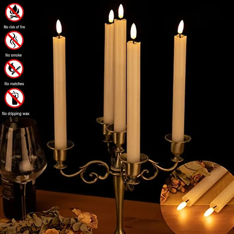 6-24Pcs Flameless Taper Candles Battery Operated Flickering Candles LED Candlesticks Faux Wax Candle for Christmas Wedding Decor