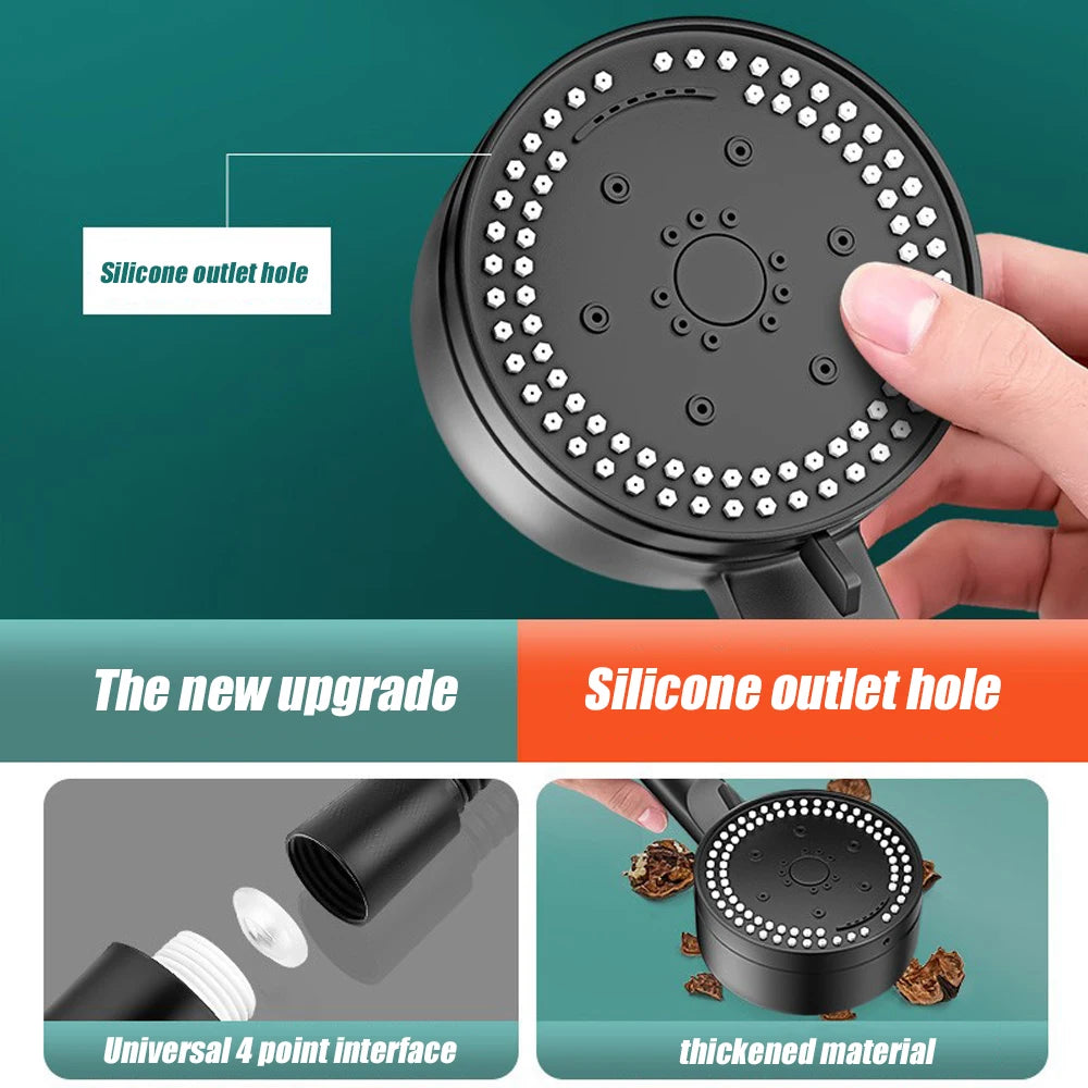 VILOYI 8 Modes Adjustable Shower Head High-pressure Water Saving Black Showerhead Handheld Bathroom Massage Showers Nozzle