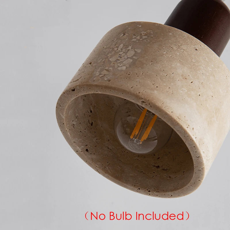 Japanese Yellow Marble LED Pendant Lamp - Wabi-Sabi Travertine Style, Nordic Bedside, Restaurant & Corridor Decoration 