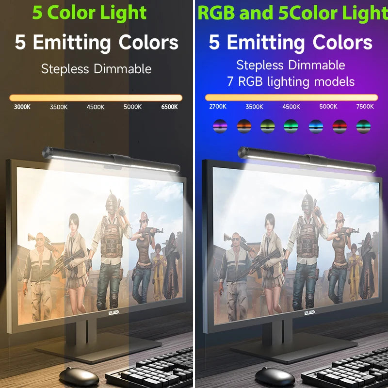 LED Monitor Light Bar - Stepless Dimmable Desk Lamp, Computer Screen Hanging Light, LED Table Lamp for Laptop and Office