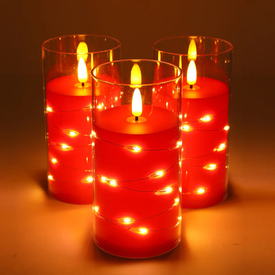 Acrylic Red Led Christmas Flameless Electronic Candle Light Christmas Prayer Wedding Romantic Atmosphere String Light Decor 2024 