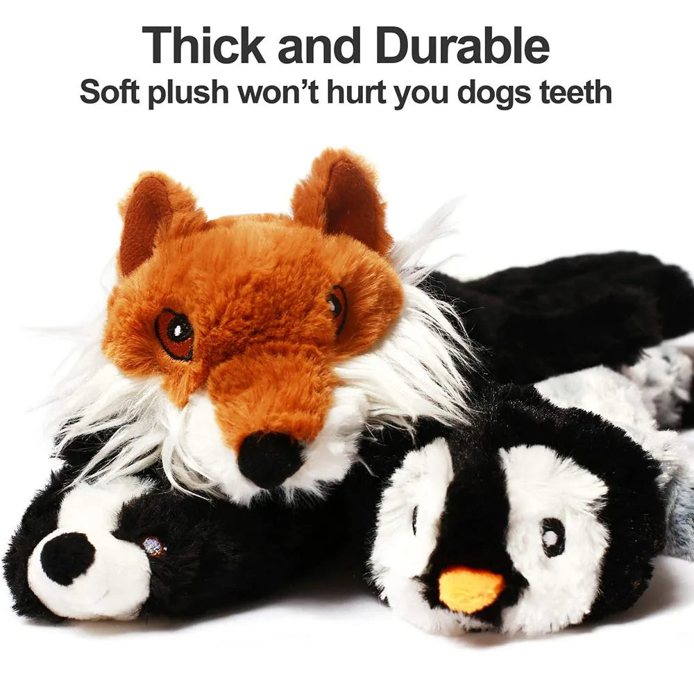 Funny Simulated Animal No Stuffing Dog Toy with Squeakers Durable Stuffingless Plush Squeaky Dog Chew Toy Crinkle Pet Squeak Toy 