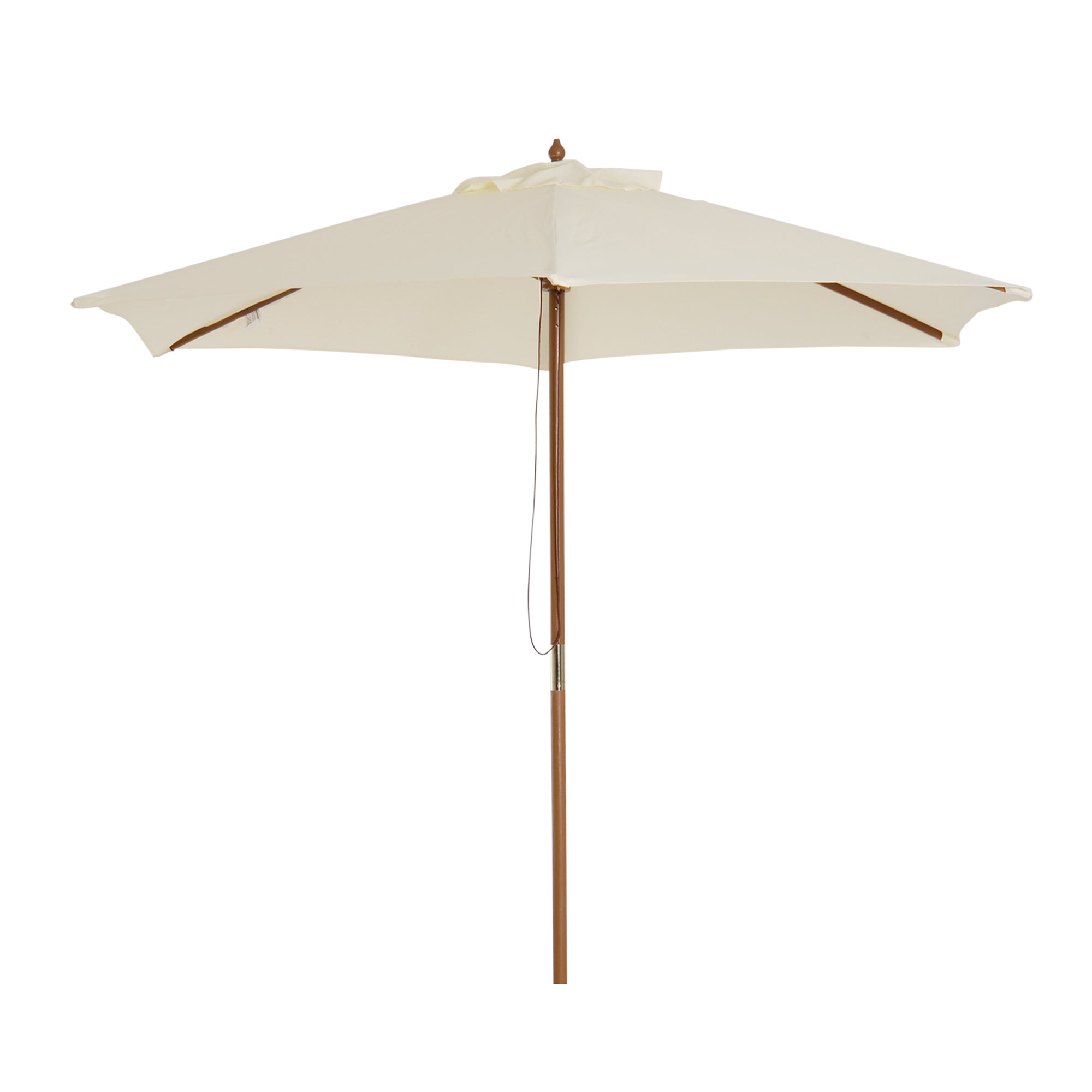 Outsunny Radiant Retreat: 8FT Cream White Wood Market Umbrella, Round Patio Garden Parasol with Bamboo Ribs and Vent 