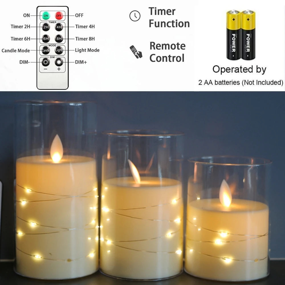 Remote Control Timer LED Electronic Candle Lights Flameless Candle Paraffin Wax LED Candle Set For Christmas Wedding Decor