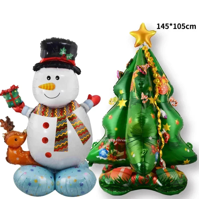 Large Christmas Snowman Foil Balloon Standing Christmas Tree Balloon Santa Claus Gift Box Balloon Christmas Party Decors 