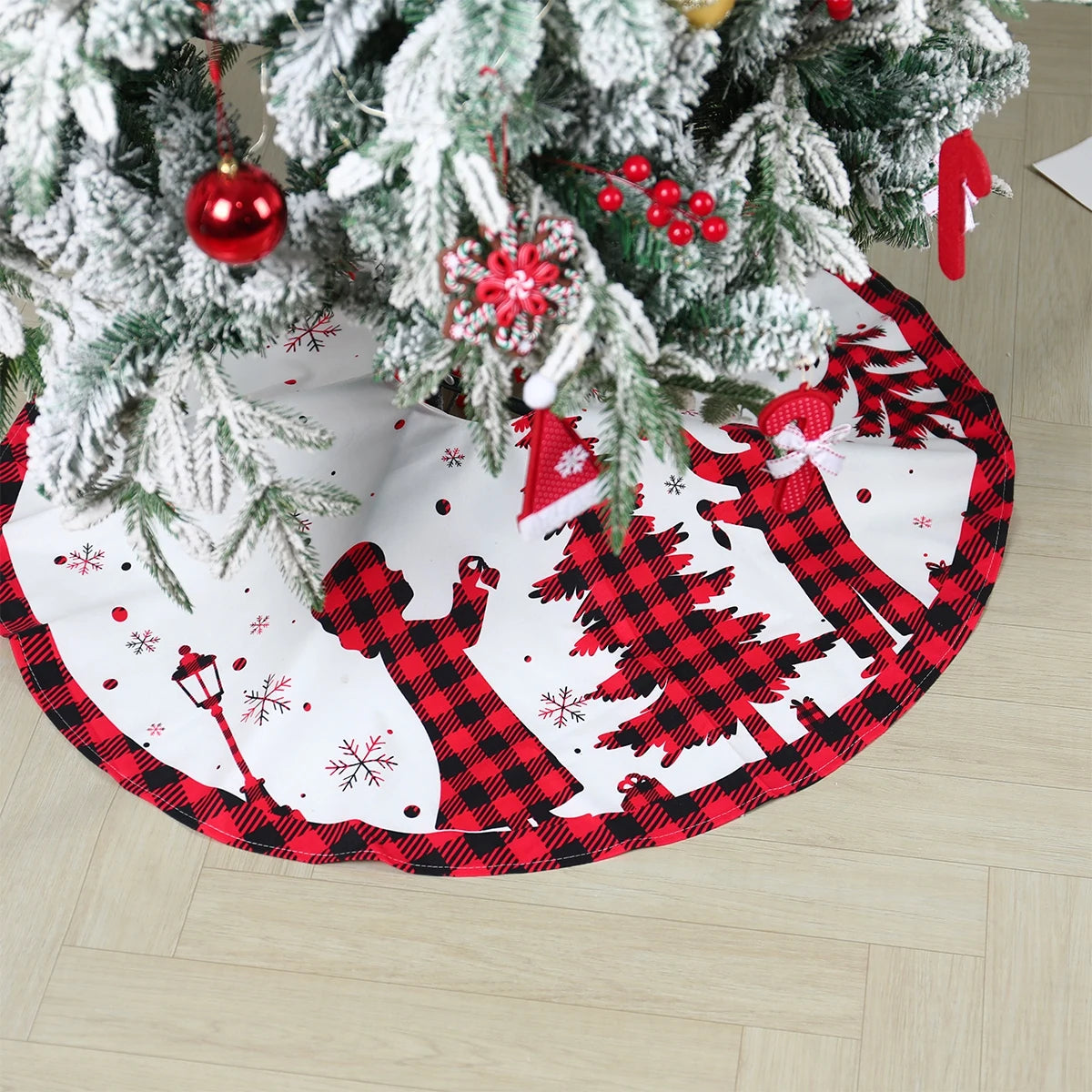 90cm Christmas Tree Skirt Snowflake Mat for Home Decor Christmas Tree Decoration Navidad 2023 Noel Apron Ornament New Year Decor