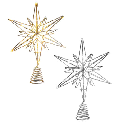 Lighted up Christmas Tree Top Hanging Decoration Holiday Tree Seasonal Indoor Hollow Star Lighted Pentagram Treetop Decor 