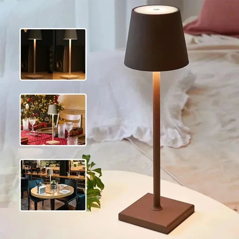 Rechargeable Table Lamp - Modern LED Portable USB Touch Switch Night Light for Living Room, Restaurant, Hotel