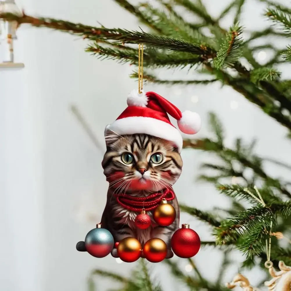 20PCS Cat Charms Christmas Cat Charms Christmas Tree Hanging Charms Car Car Charms Ornaments Christmas Decoration Party Supplies