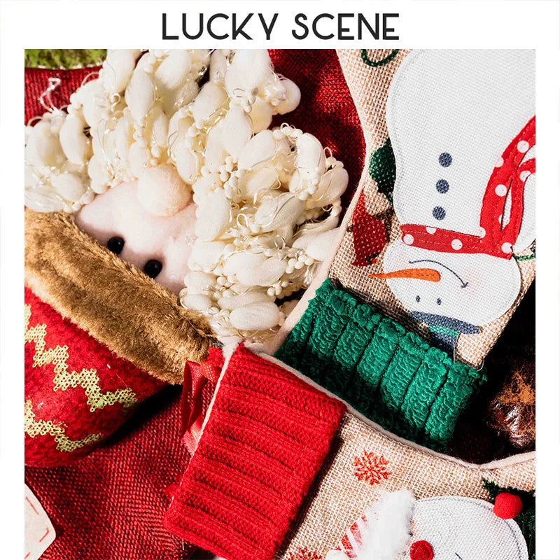 Large Size Christmas Stockings Candy Bag Pendant Large Stockings Christmas Decoration Gift Bag Snowman S01487