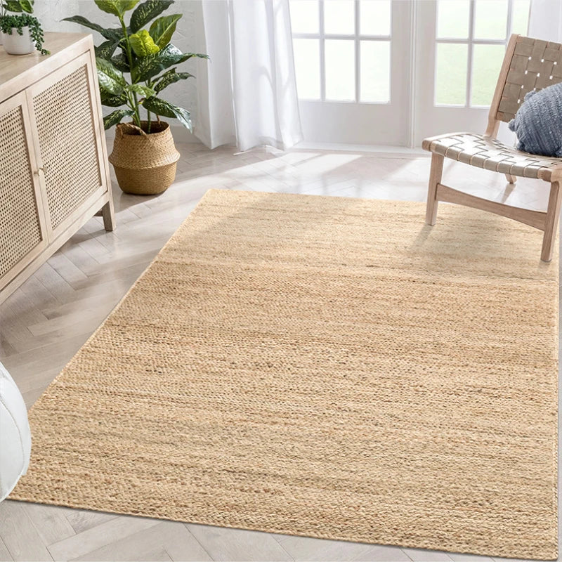 Living Room Carpet Natural Jute Traditional Hand Knitting Bedroom Rug Minimalism Home Decoration Soft Wear Resistant Durable Mat 