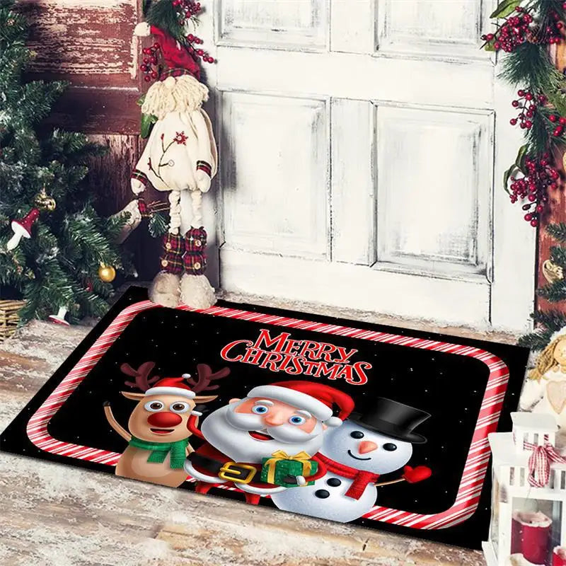 Christmas Decoration Floor Mat Entrance Door Bedroom Bath Toilet Anti Slip Mat Carpet 2023 Merry Christmas Navidad New Year Gift