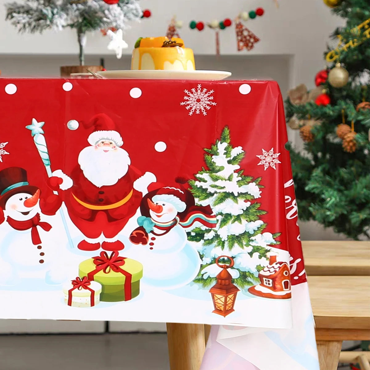 Santa Claus Elk Deer Tablecloth Merry Christmas Decors for Home 2024 Table Cover Xmas Ornament Navidad Natal New Year Gift 2025