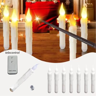 Halloween LED Floating Candles LED Candles with Wand Remote Control Christmas Decor for Indoor Home Room Classroom Bedroom Party 