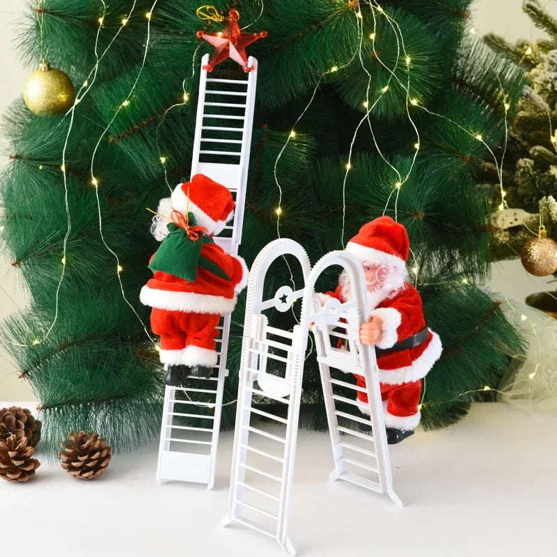 Christmas Decoration Electric Ladder Santa Claus Climbing Beads Santa Claus Children's Gift Mall Christmas Tree Decoration