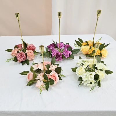 220cm Wedding Christmas Candlestick Wreath Artificial Flower Plants Candle Aromatherapy Ring Holder Table Centerpiece Decoration 