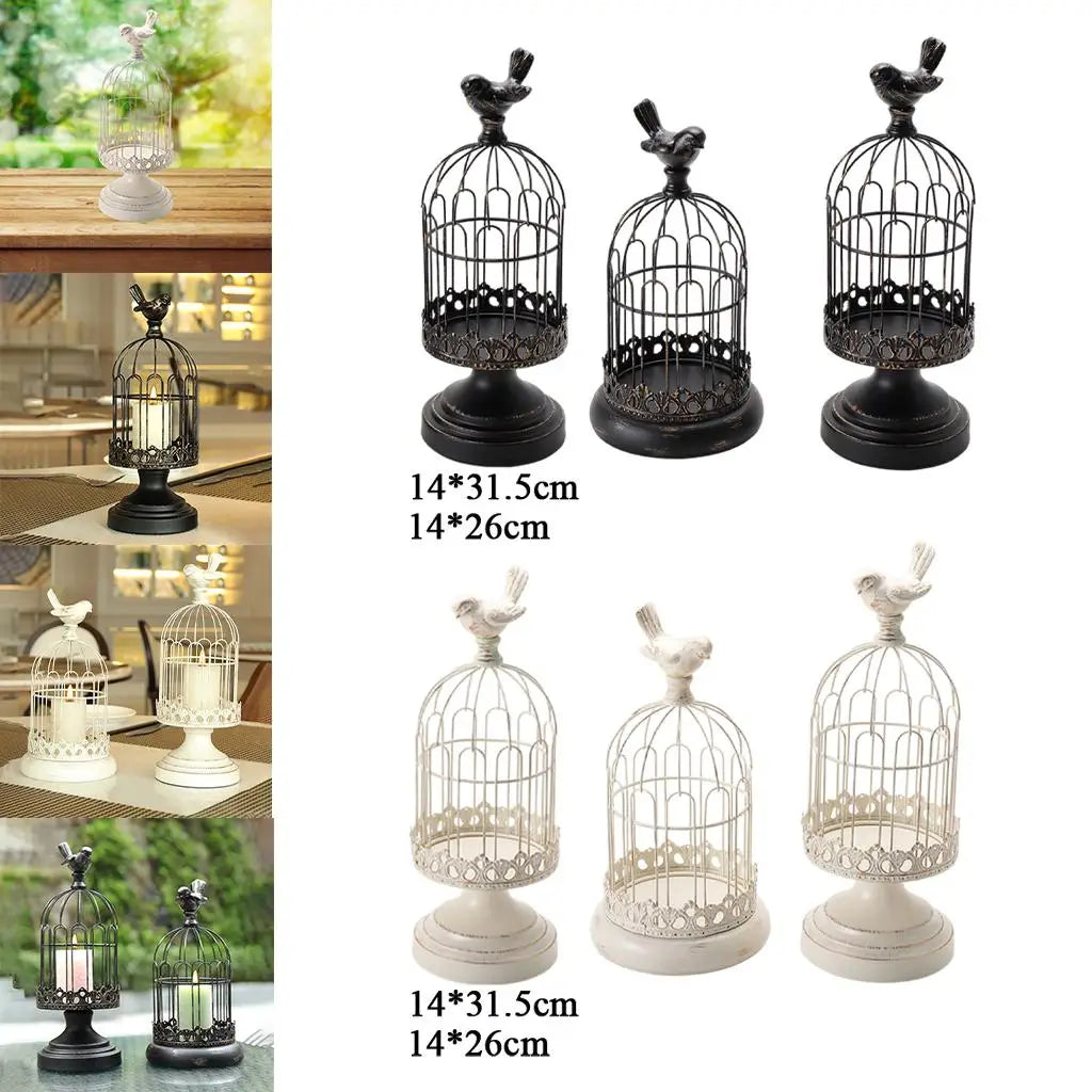 Wrought Birdcage Pillar Candle Holder Centerpiece Christmas Hoilday