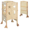Qaba Step Stool with Support Handles Safety Rail Non-Slip Hardwood Stepping Stool for Kids Toddlers Counter Step Natural