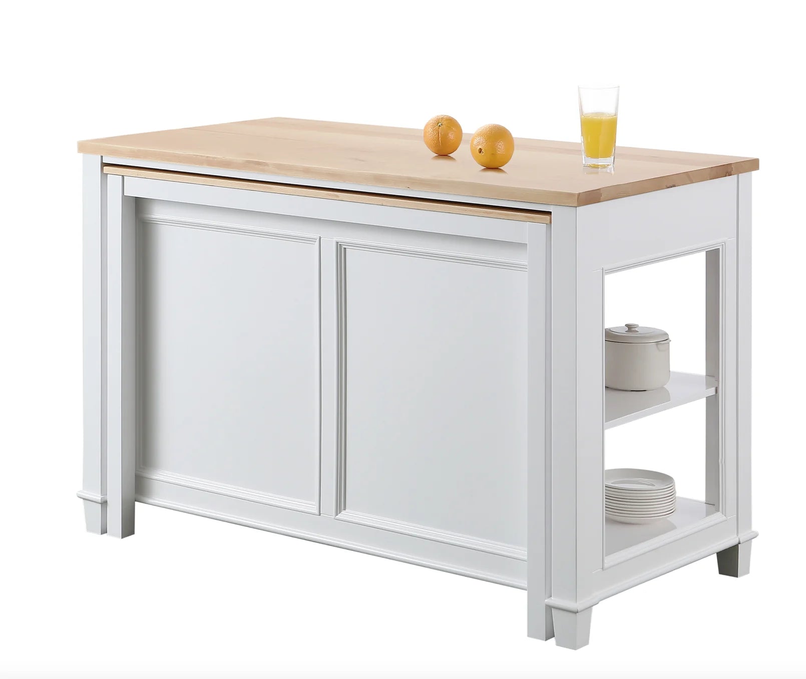 Medley 54" Kitchen Island With Slide Out Table - White