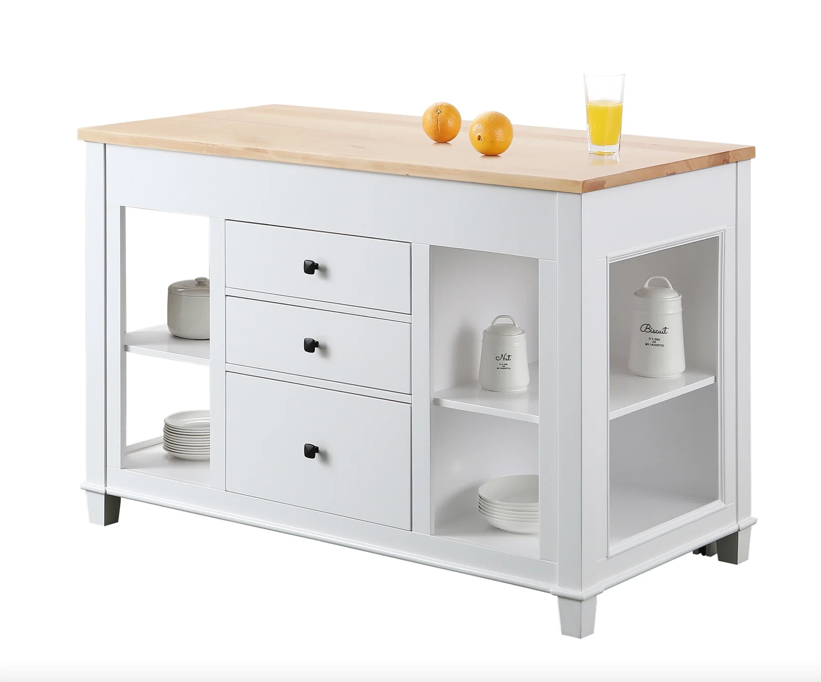 Medley 54" Kitchen Island With Slide Out Table - White