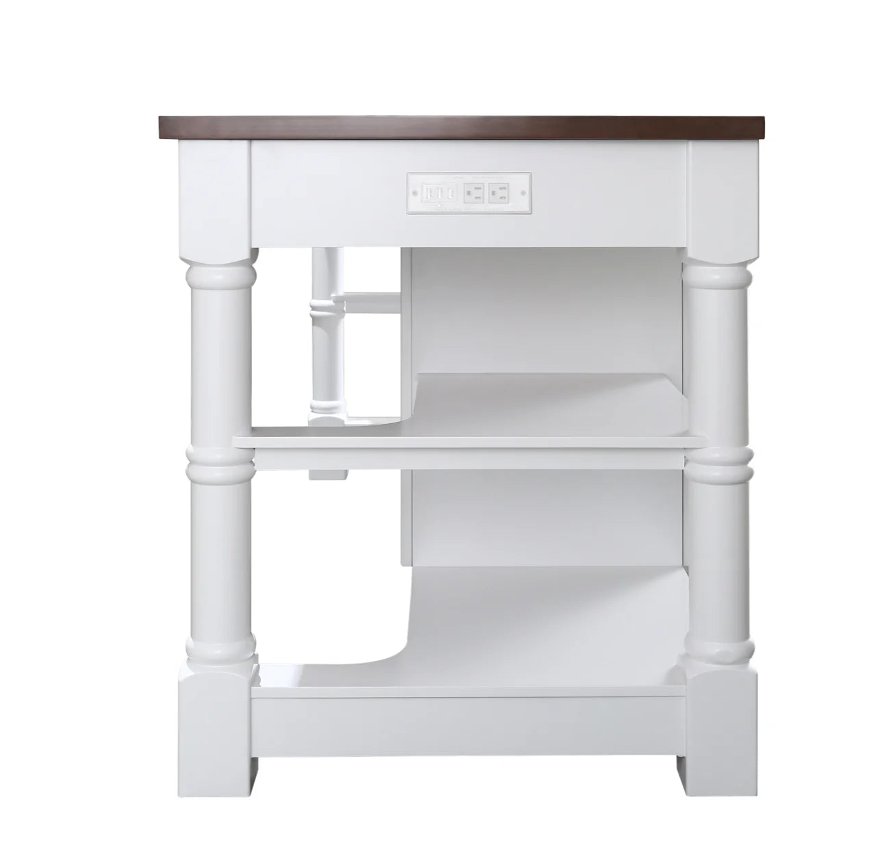 Monterey 80" Kitchen Island in White Cabinet Finish and Wood Countertop