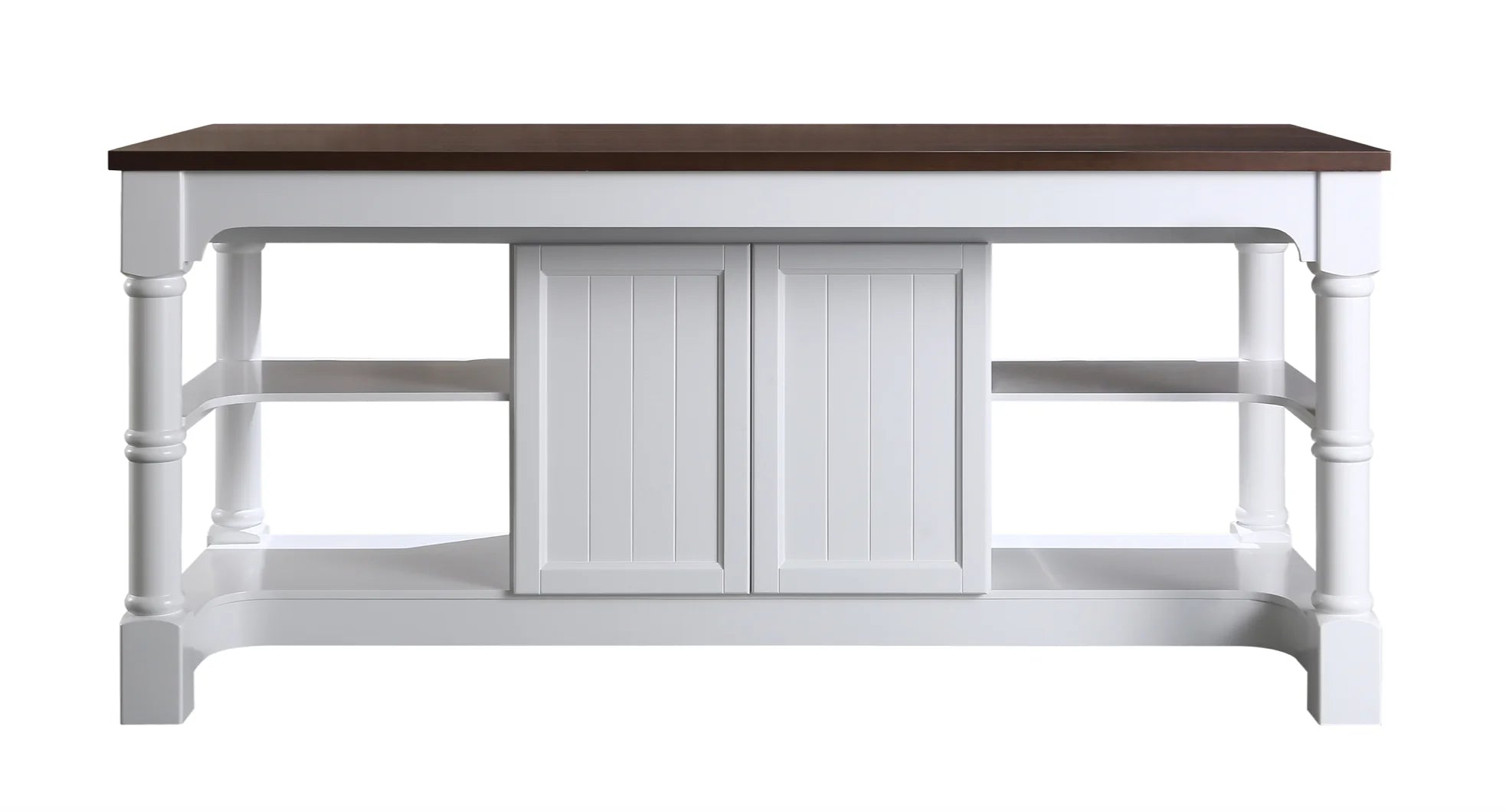 Monterey 80" Kitchen Island in White Cabinet Finish and Wood Countertop