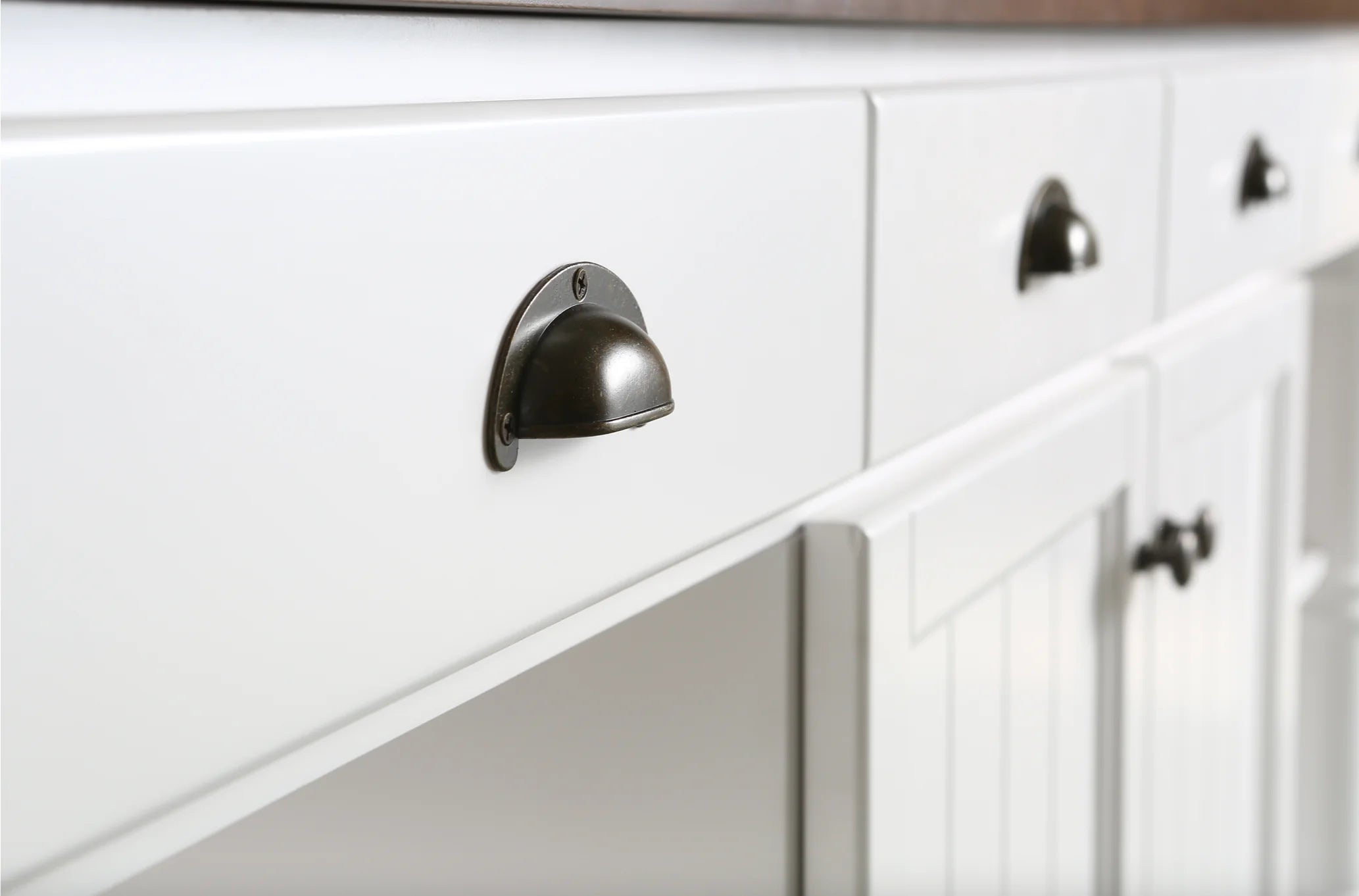 Monterey 80" Kitchen Island in White Cabinet Finish and Wood Countertop