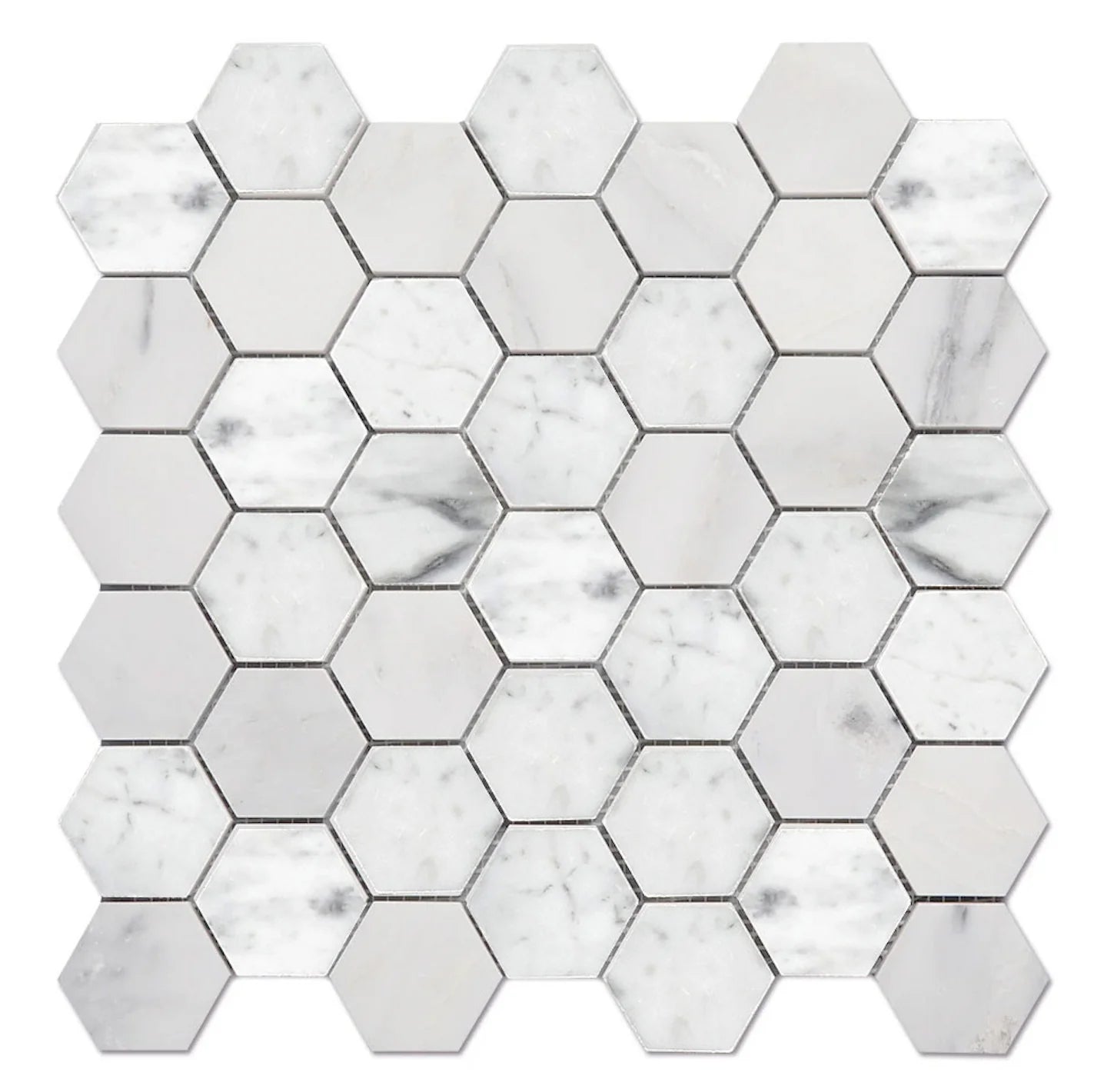 Hexagon 12" x 12" Marble Mosaic Wall Tile