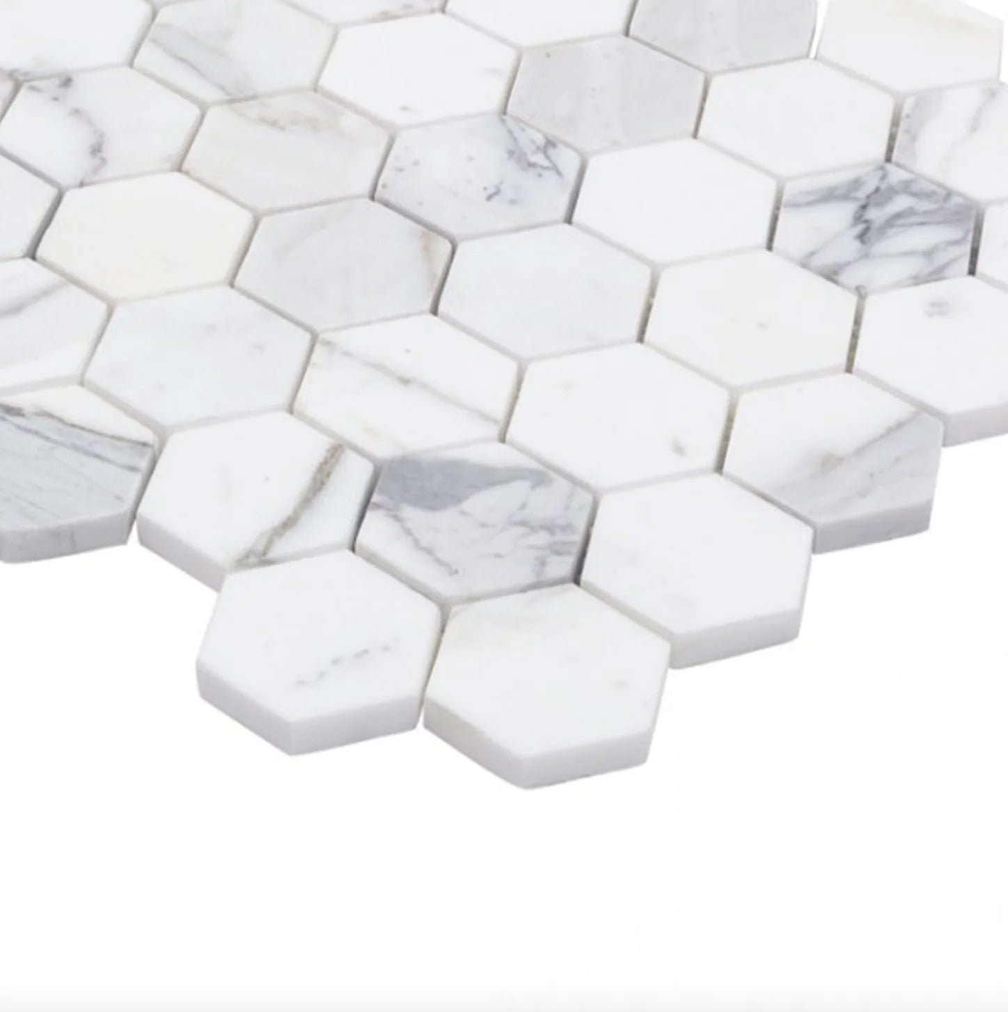 Hexagon 12" x 12" Marble Mosaic Wall Tile