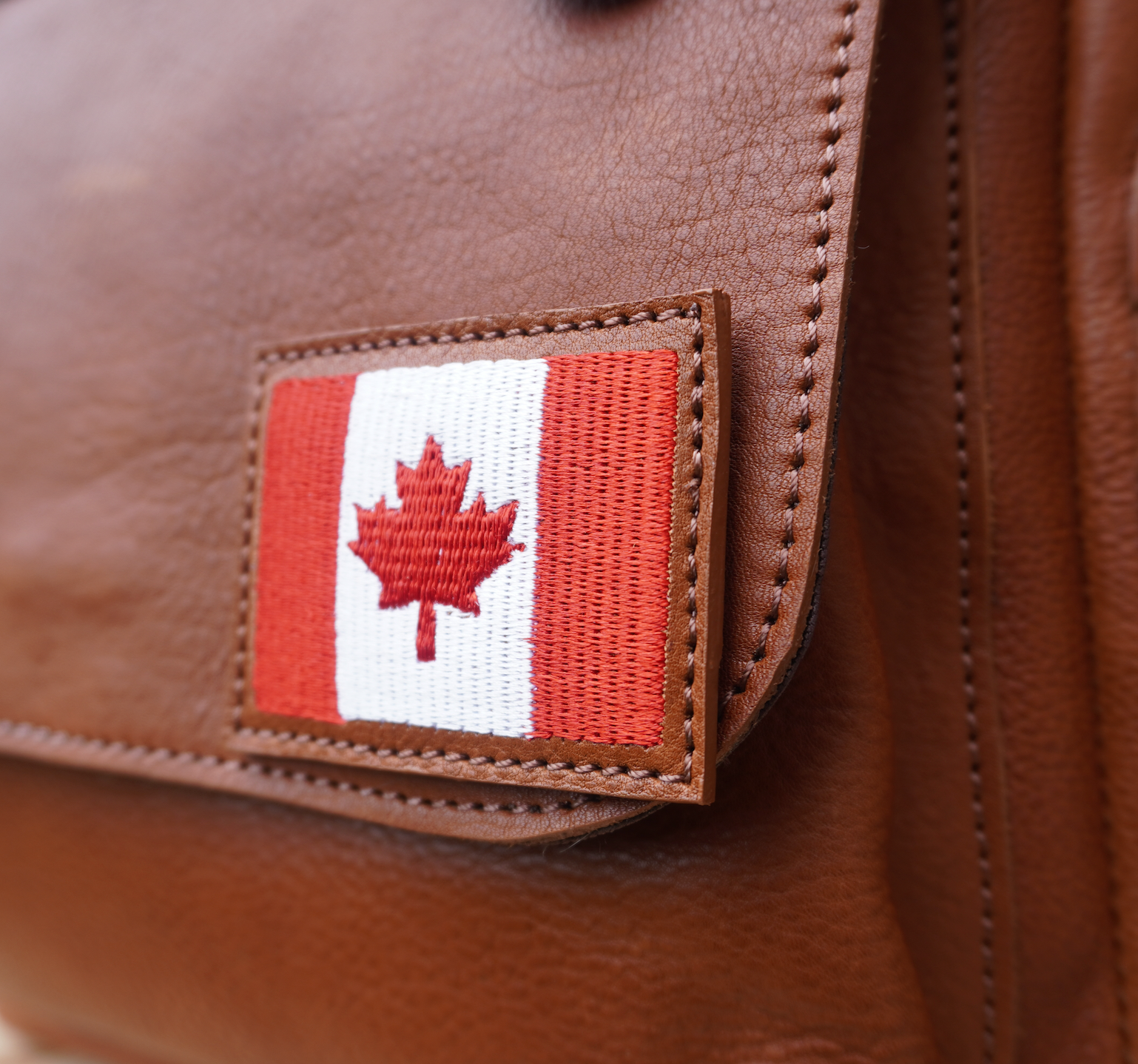 Canada Flag Patch Tolredo Leather Travel Backpack