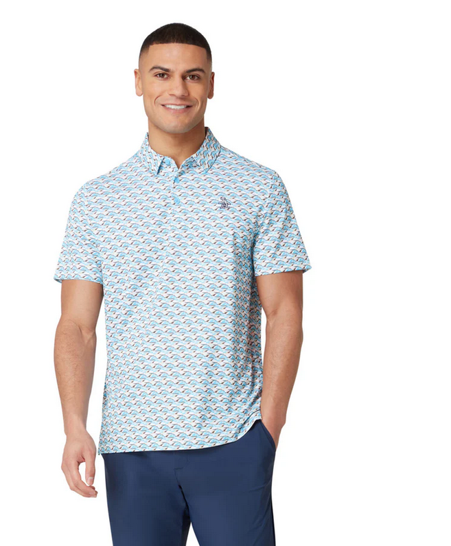 Layered Umbrella Print Short Sleeve Polo